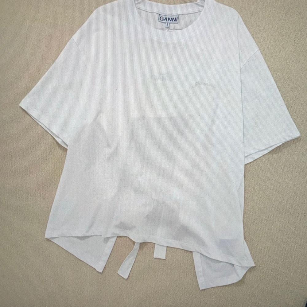 Ganni New fashionable backless lace up solid color t-shirt